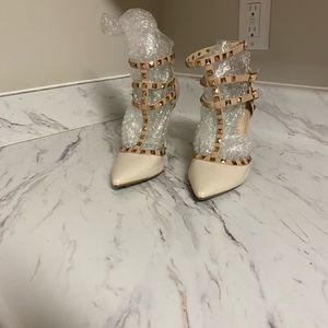 SOLD !!! Women beige studded heels